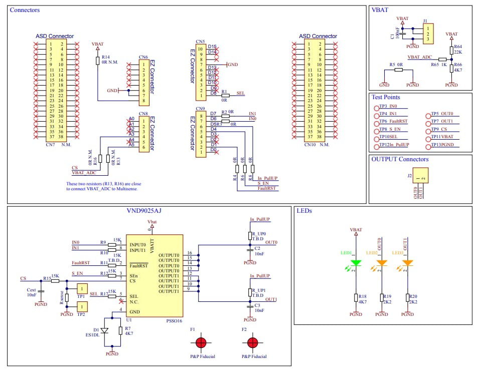 Schematic - STMicroelectronics EV-VND9025AJ Evaluation Board